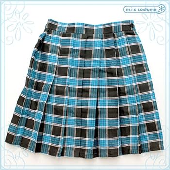 Amazon.co.jp: チェック柄プリーツスカート単品 青ラメ BIG